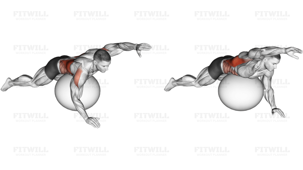 Exercise Ball Alternating Arm Ups