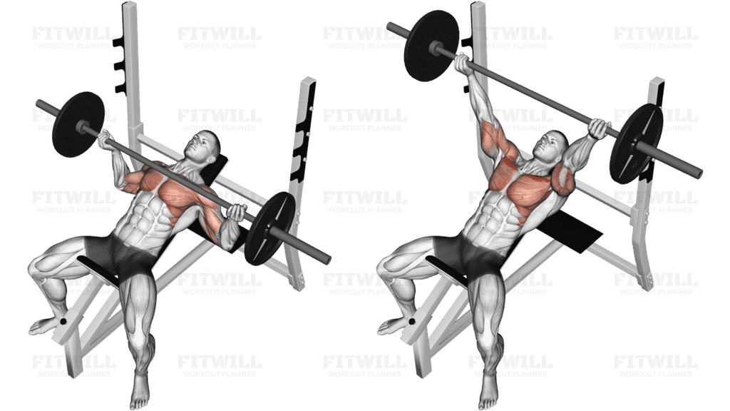 Barbell Incline Wide Reverse-grip Bench Press