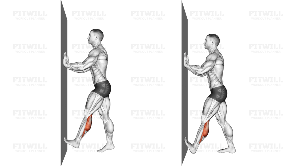 Calf Push Stretch With Hands Against Wall