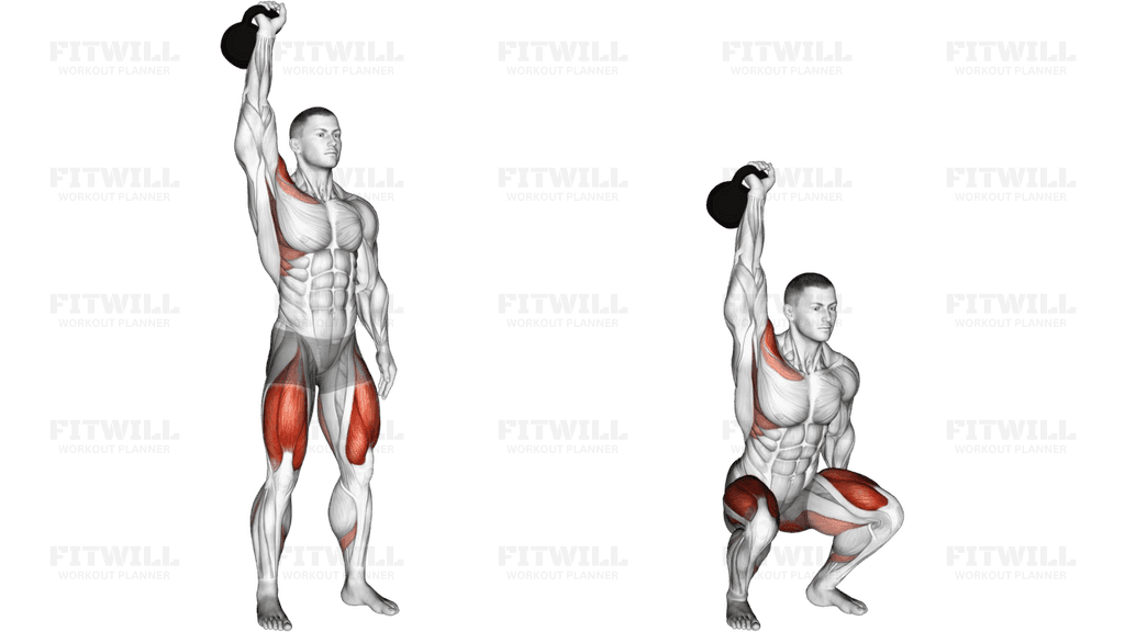 Kettlebell One Arm Overhead Squat