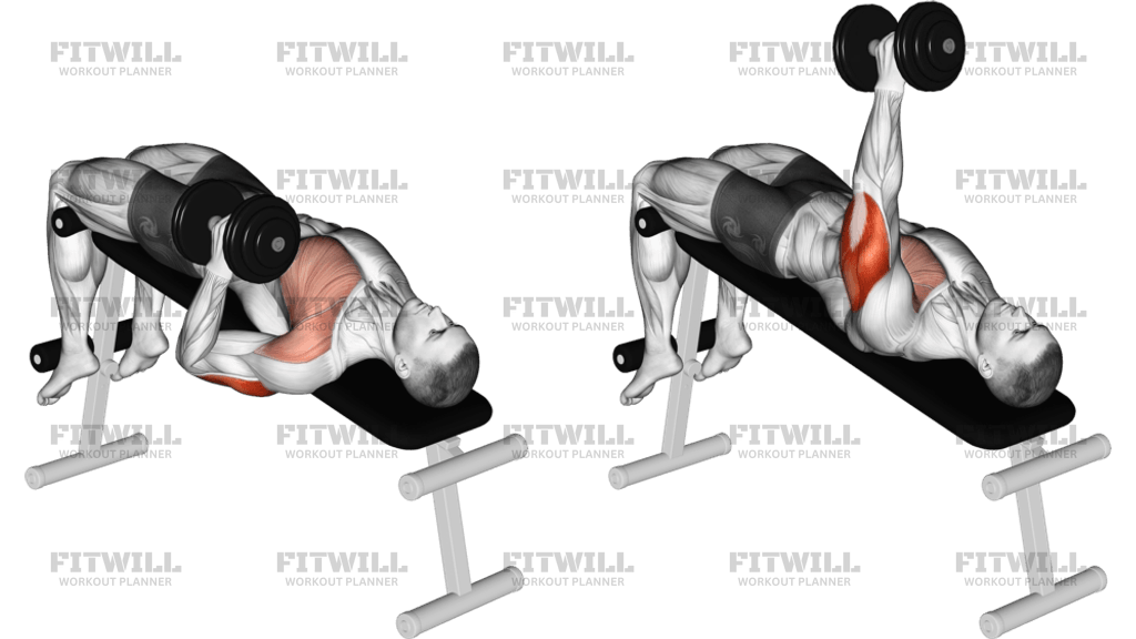 Dumbbell Decline One Arm Hammer Press