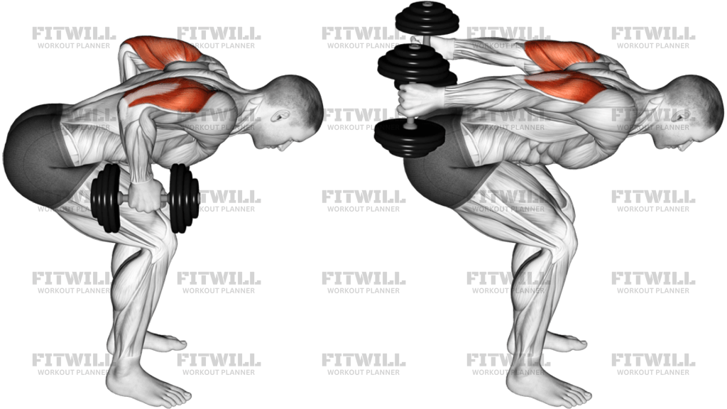 Dumbbell Standing Bent Over Two Arm Triceps Extension