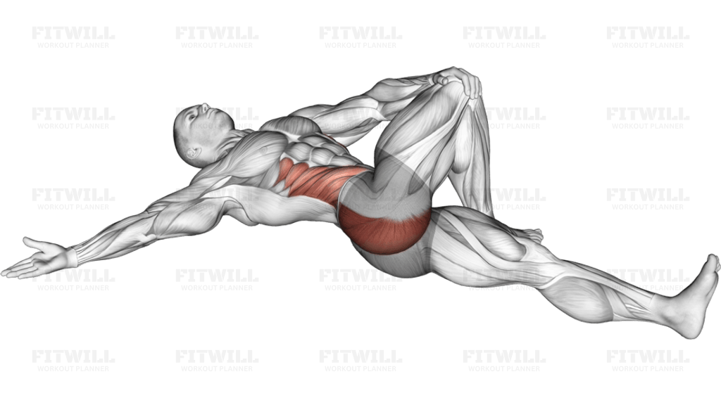 Lying Cross Over Knee Pull Down Stretch