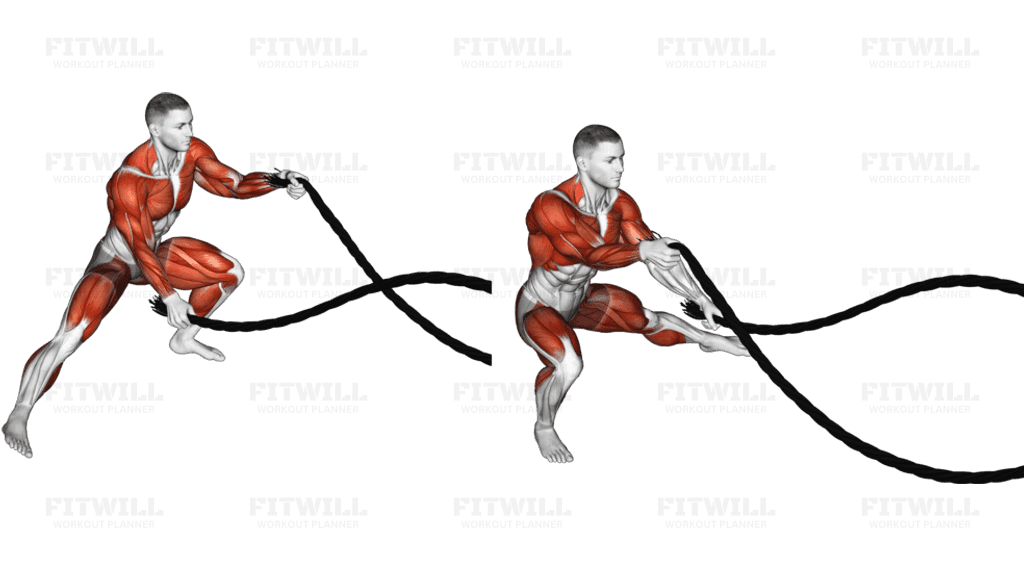 Battling Ropes Alternate Arms Side Lunge