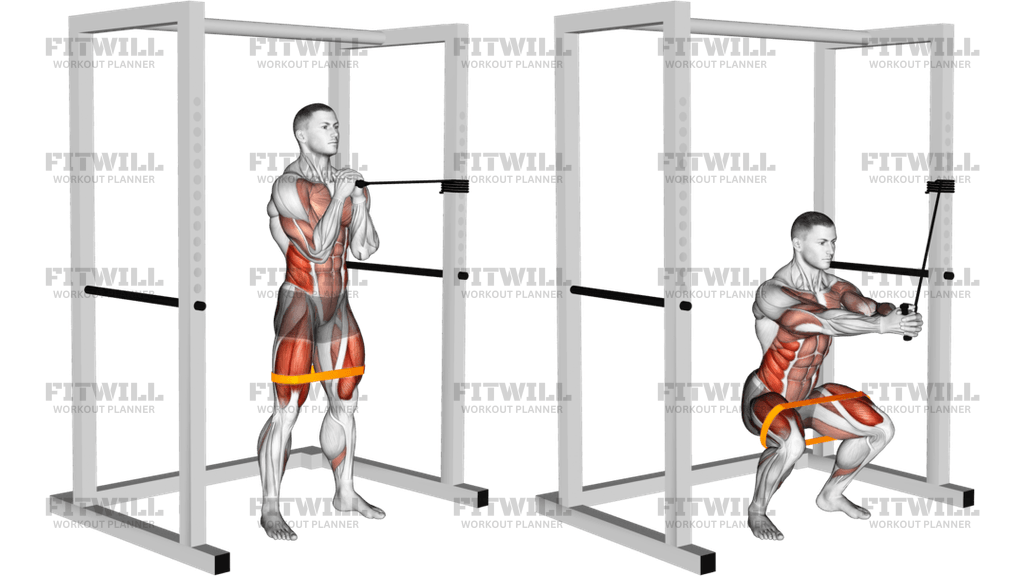 Band Horizontal Pallof Press With Resistance Band Squat