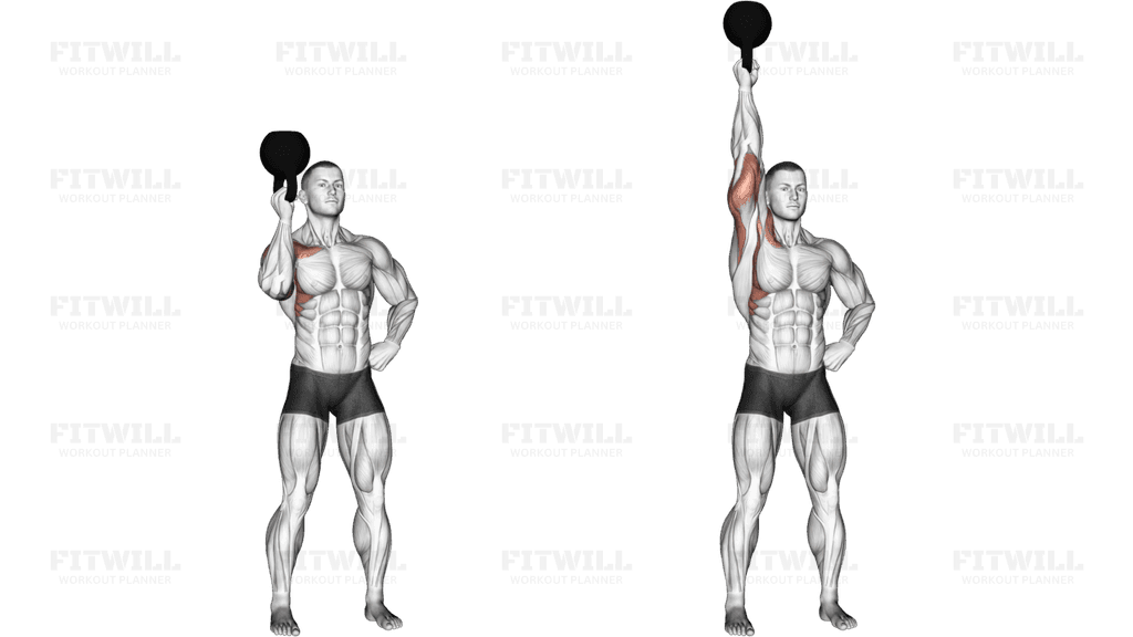 Kettlebell Standing Bottoms Up One Arm Shoulder Press