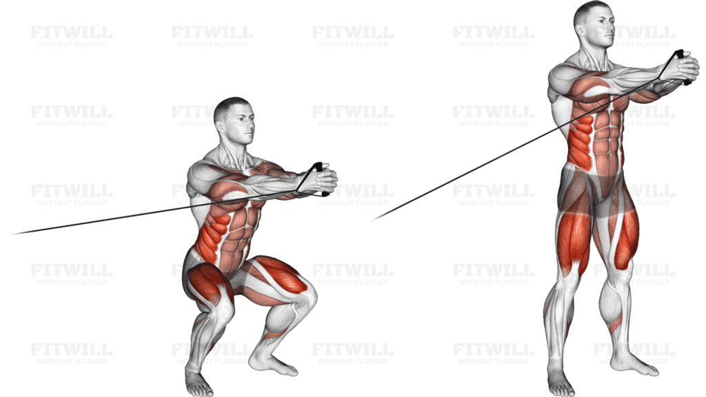 Band Squat with Horizontal Pallof Hold