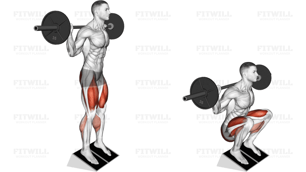 Barbell Elevated Heel Squat