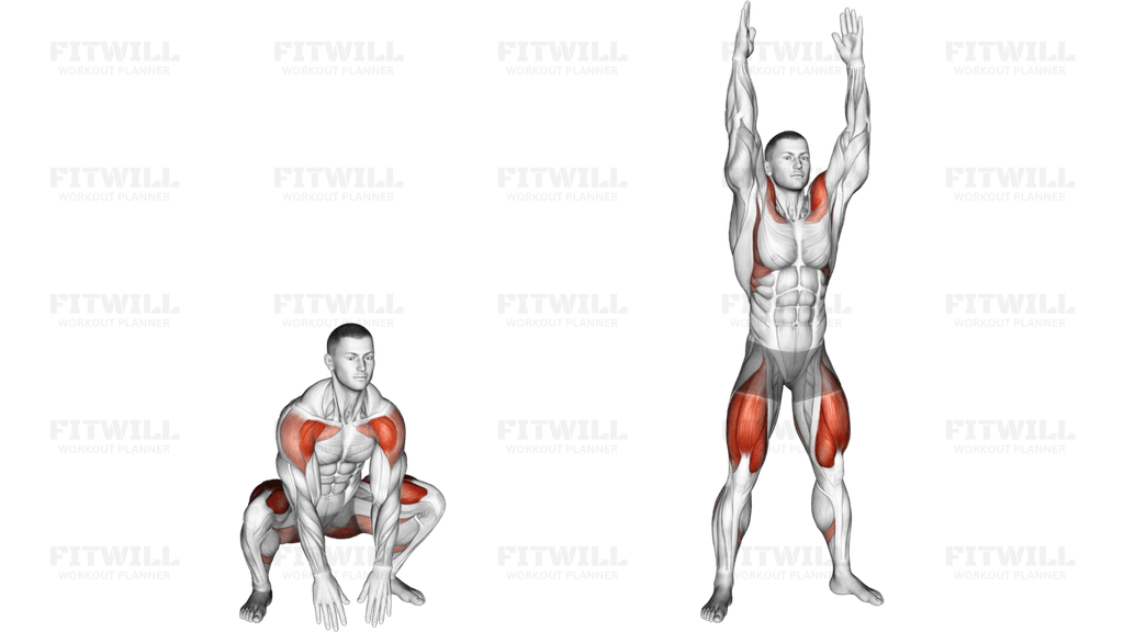 Bodyweight Full Squat With Overhead Press