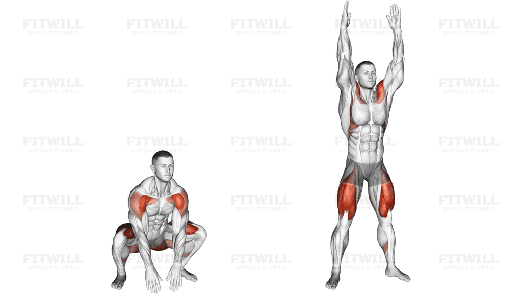 Bodyweight Full Squat With Overhead Press