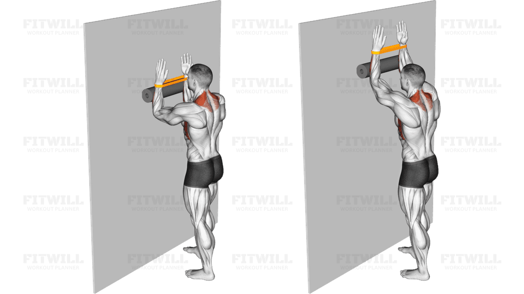 Resistance Band Serratus Wall Slide with Foam Roll