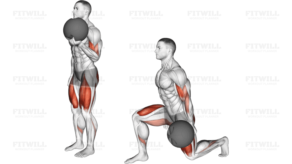 Medicine Ball Lunge with Biceps Curl