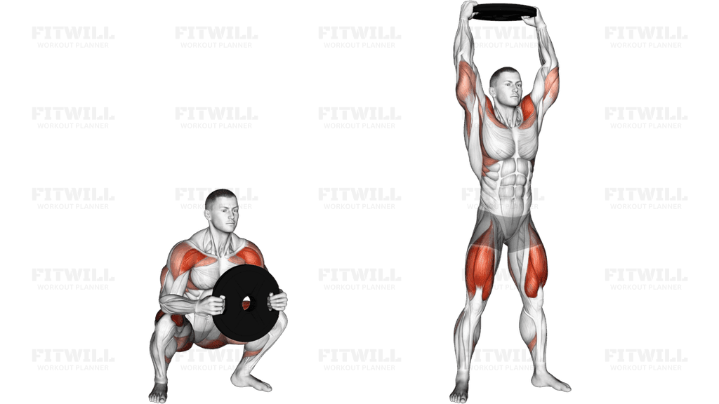 Weighted Full Squat with Overhead Press