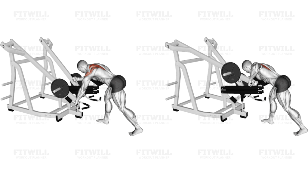 Lever Bent Over Single Arm Wide Grip Row (with chest support)