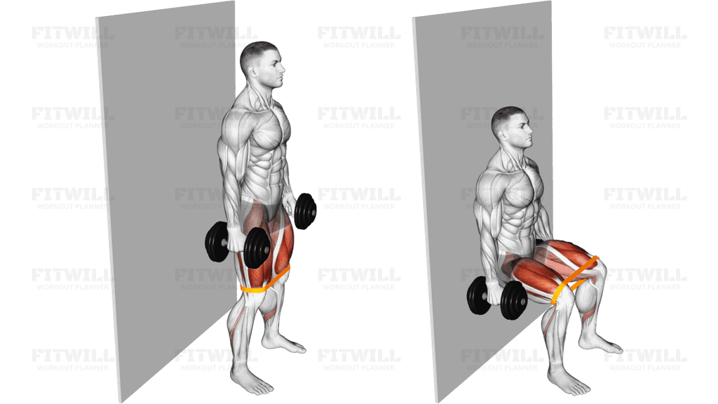 Dumbbell Banded Wall Sit