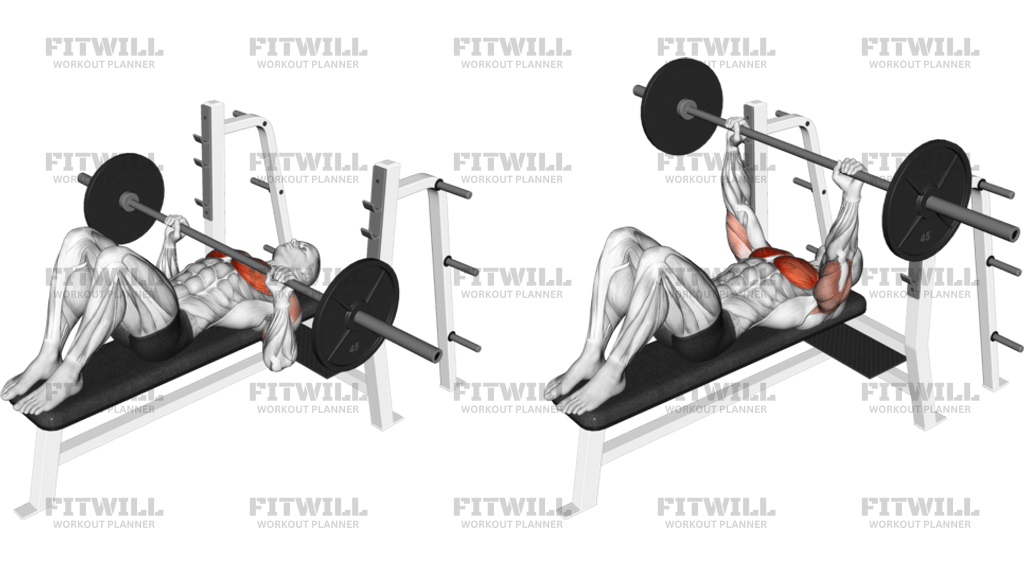 Barbell Feet Flat Bench Press