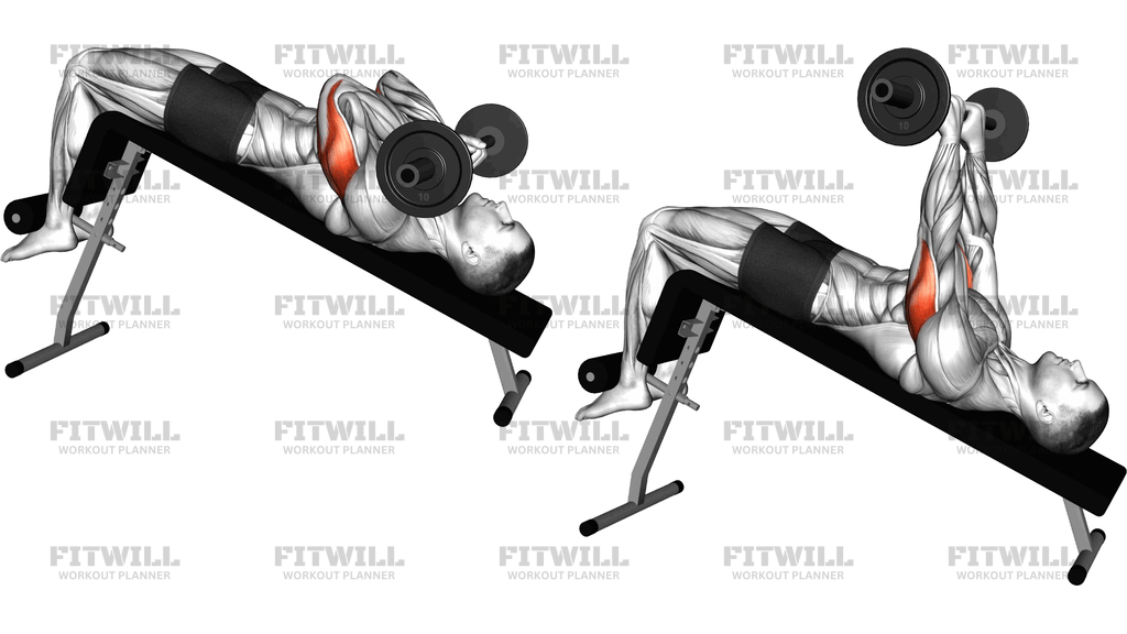 Barbell Decline Close-Grip To Skull Press