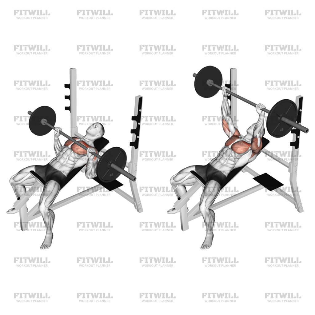 Incline bench press barbell hotsell