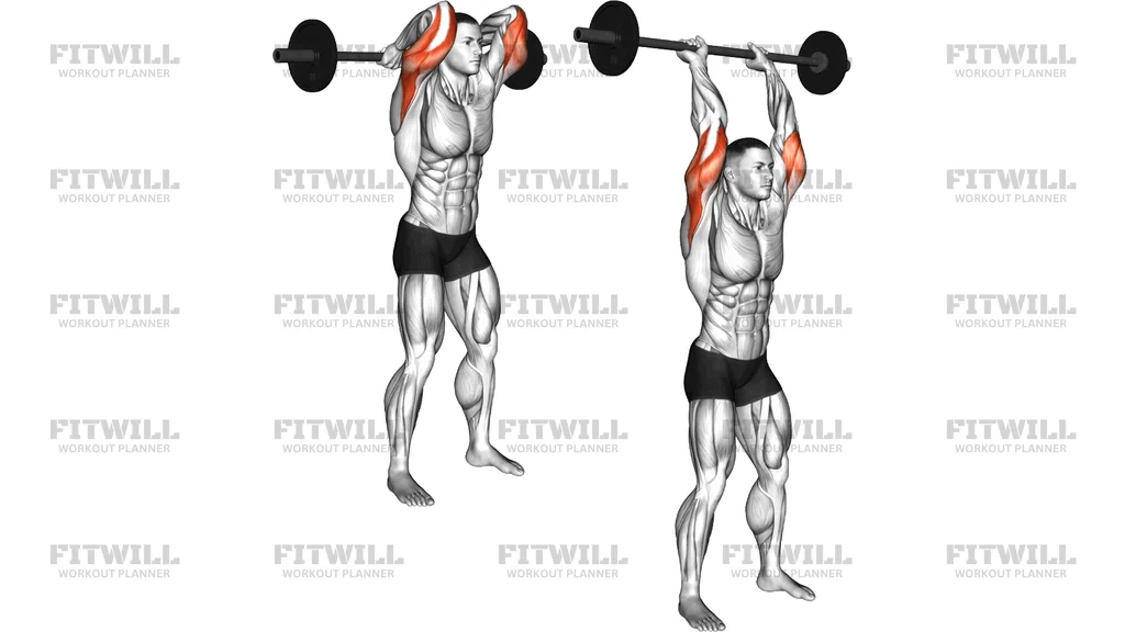 Barbell Standing Overhead Triceps Extension