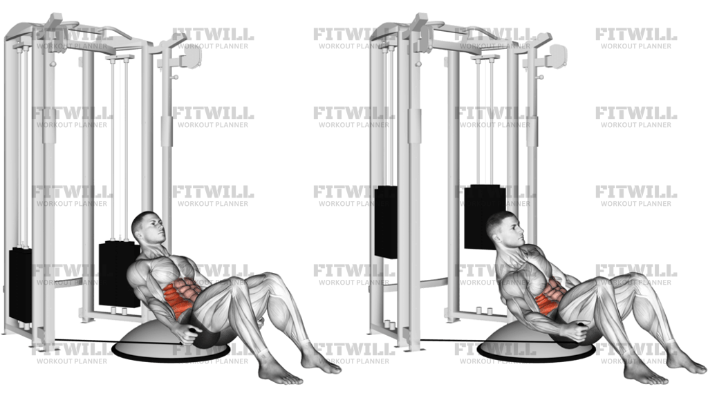Cable Side Bend Crunch Bosu Ball