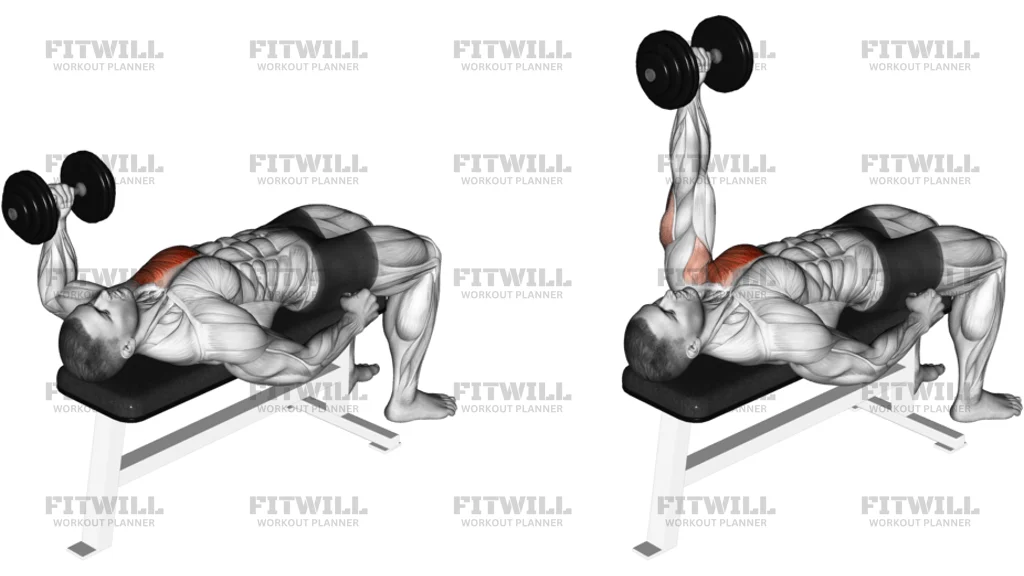 Dumbbell Lying One-Arm Press Version 2