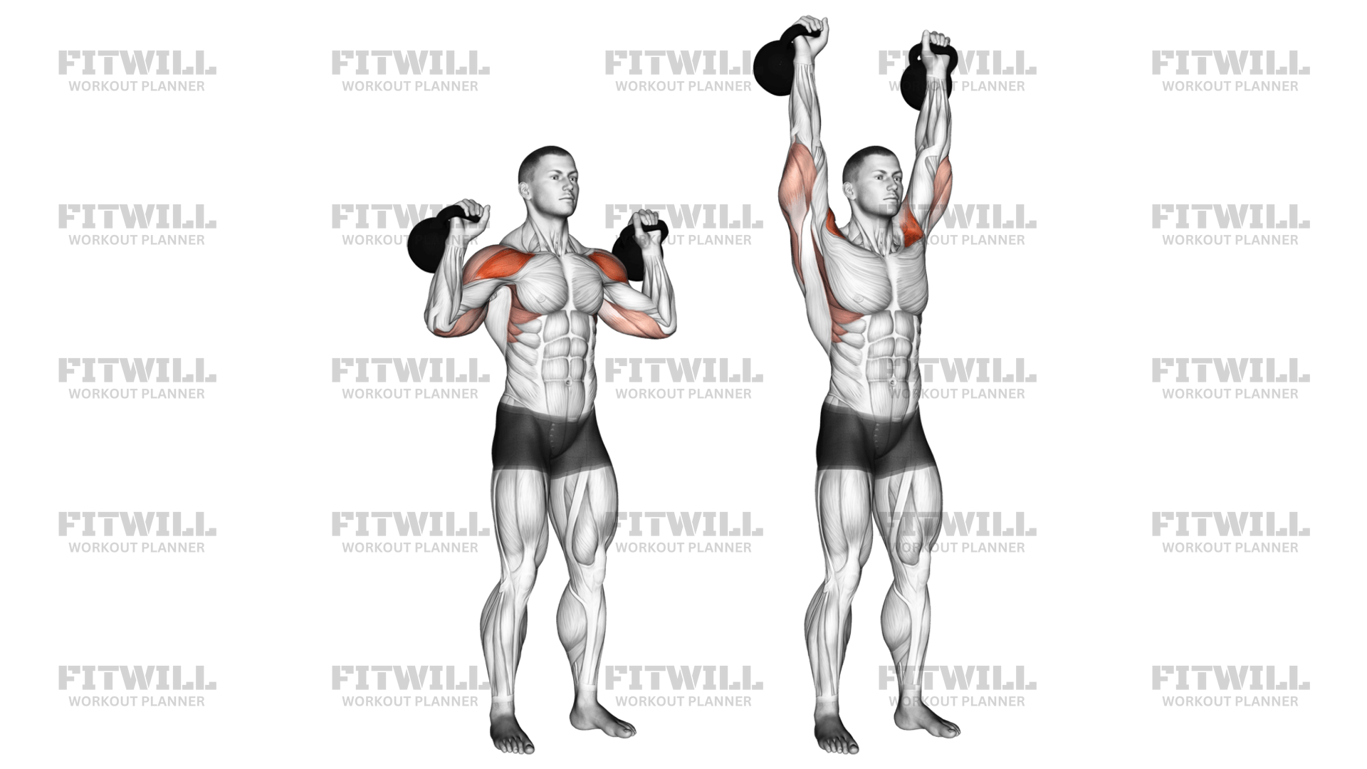 Kettlebell Two Arm Military Press Exercise Video Fitwill