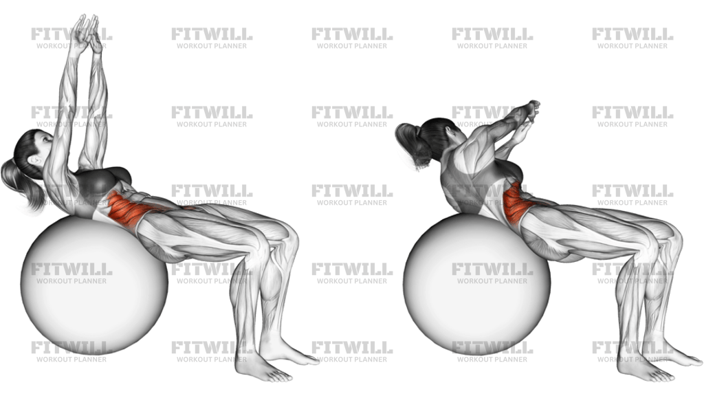 Russian Twist Su Fitball Con Braccia Tese
