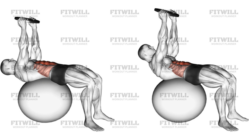 Weighted Overhead Crunch On Stability Ball