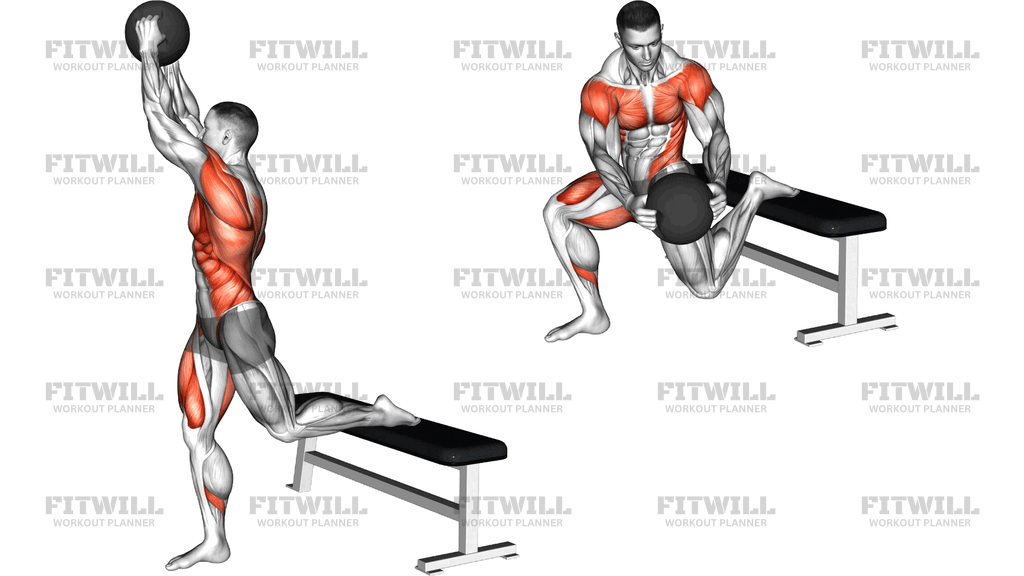 Medicine Ball Woodchop Bulgarian Split Squat
