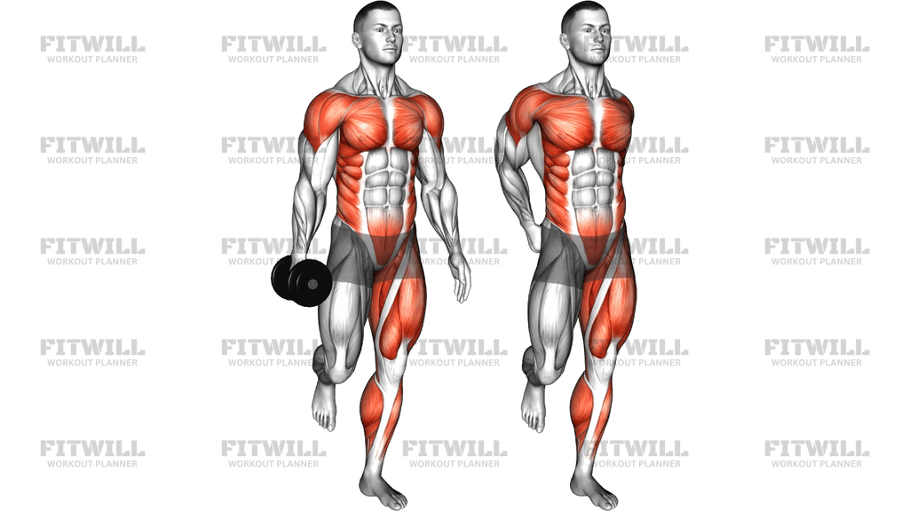 Dumbbell Around Hip Hand To Hand Single Leg Balan