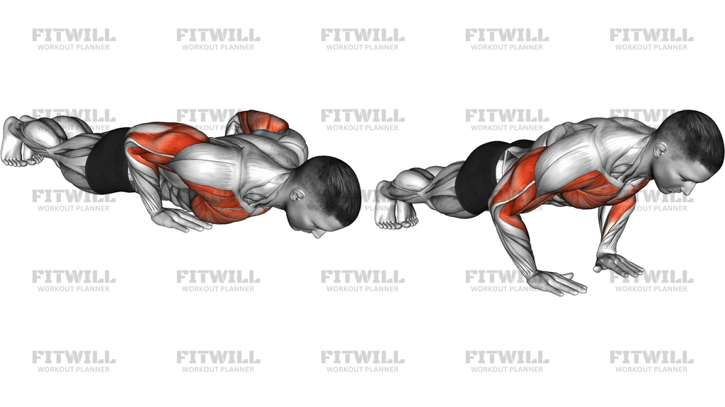 Close Grip Push Up Shoulder Tap