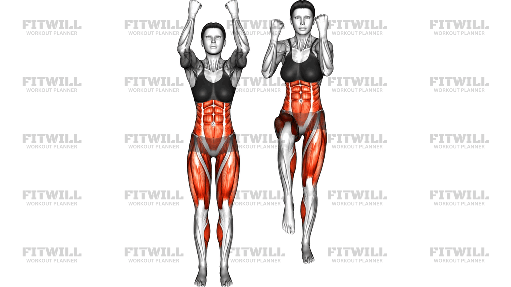 Standing Double Crunch Knee Drive