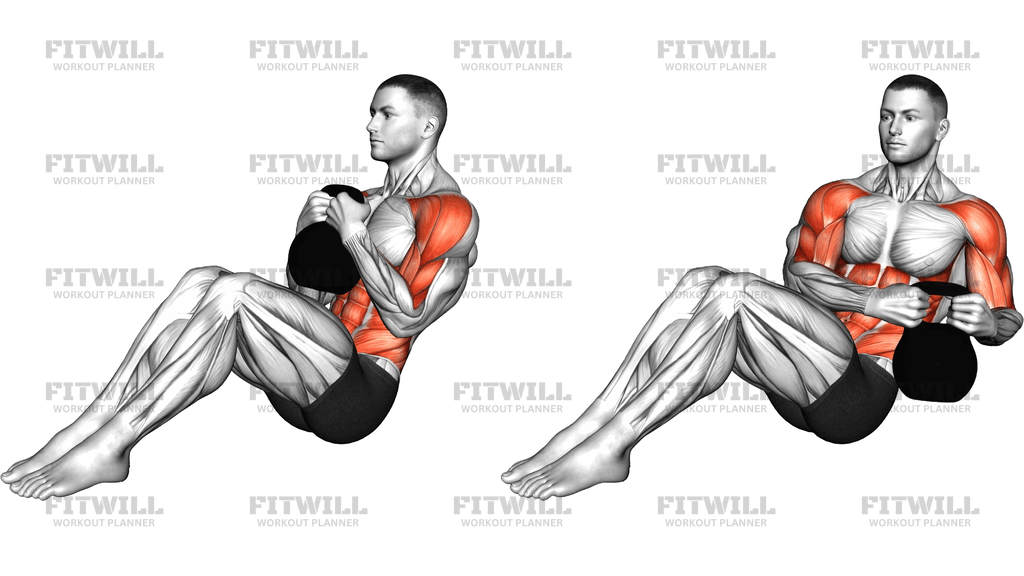 Rotação Russa Com Kettlebell No Peito