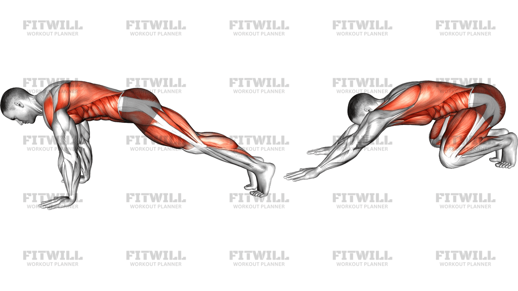 High Plank To Frog Squat