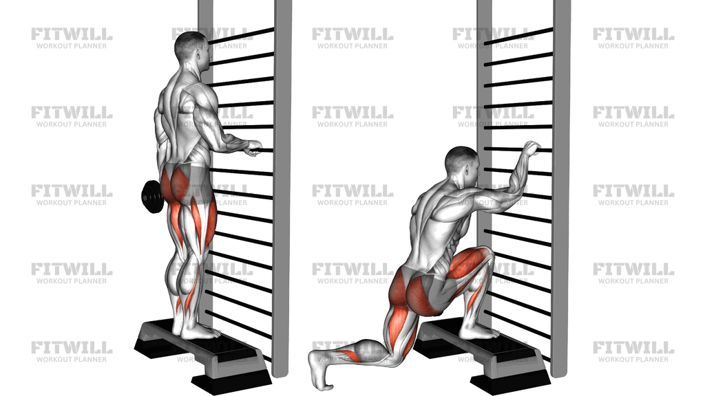 Dumbbell Opposite Reverse Lunge From Deficit
