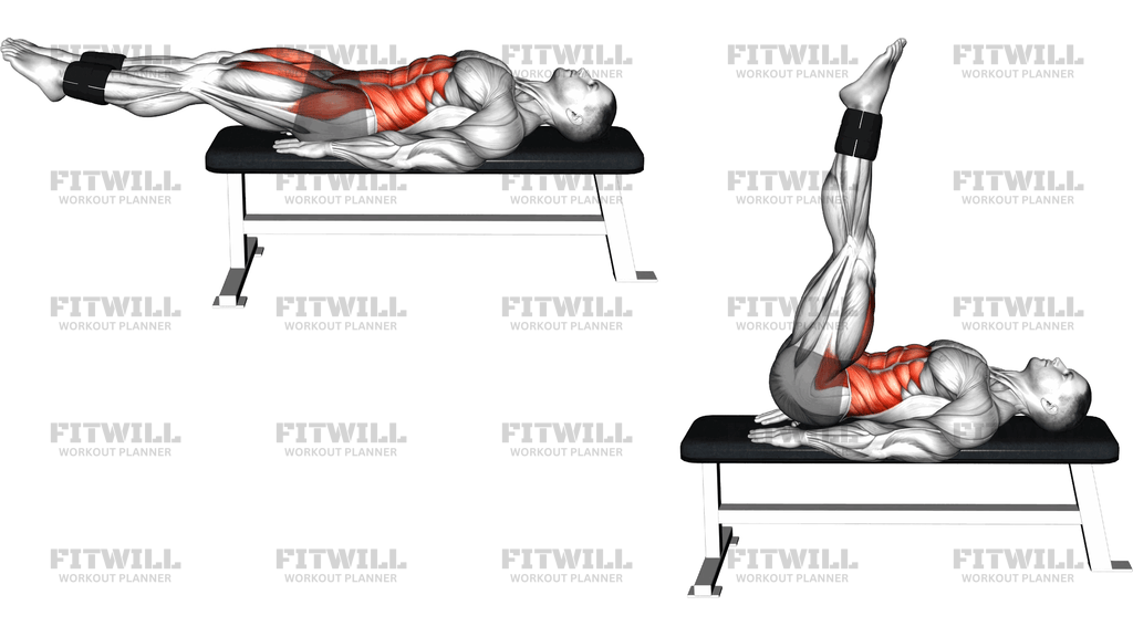 Weighted Lying Leg Raise Flat Bench