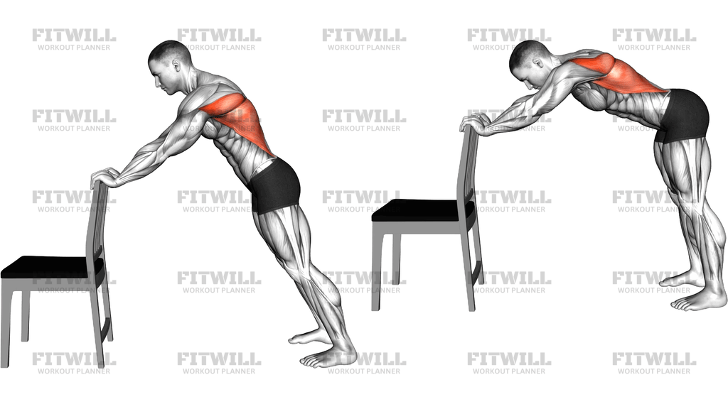Seated Table Top Lat Stretch On A Chair