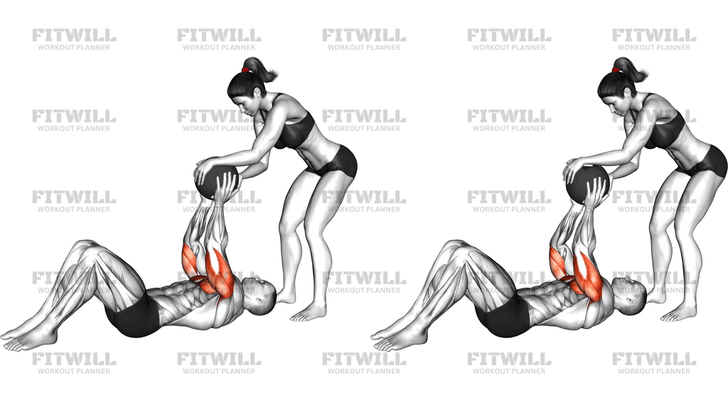 Medicine Ball Lying Floor Close Press Catch