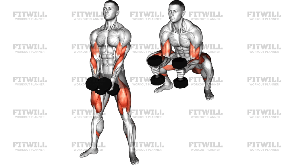 Dumbbell Biceps Curl Squat