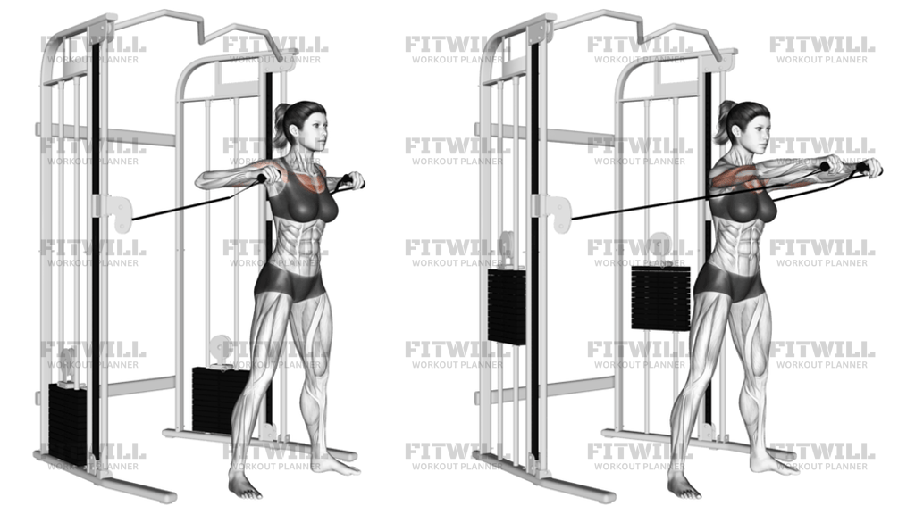 Cable Standing Chest Press: Exercise Guide, Video, Techniques, Benefits ...