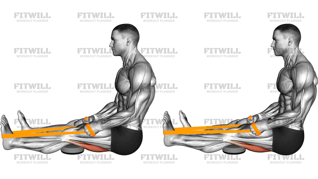 Sitzender Einbeiniger Hamstring-Stretch Mit Widerstandsband