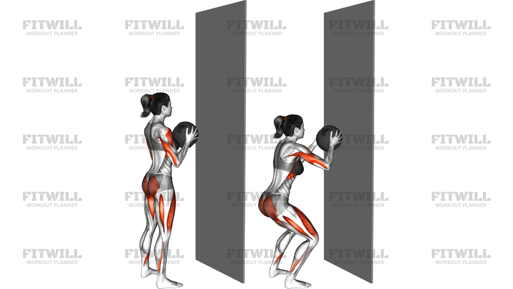 Medicine Ball Throw Squat With Wall