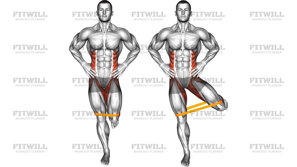 Resistance Band Standing Balance Bent Leg Hip Abd