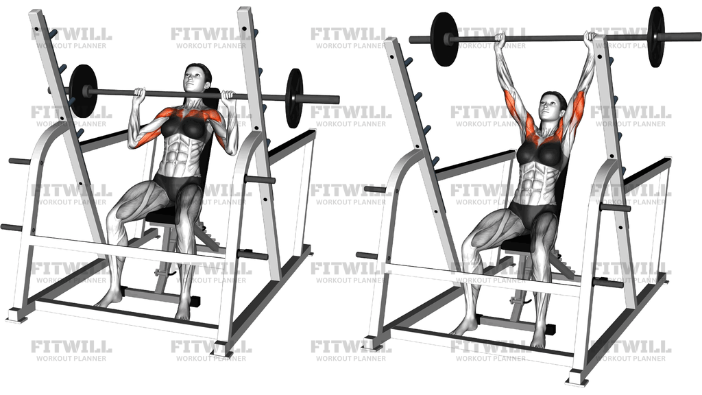 Barbell Incline Shoulders Press (Inside Squat Cag)