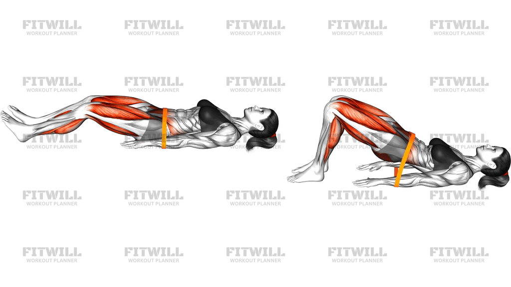 Resistance Band Glute Bridge Walk