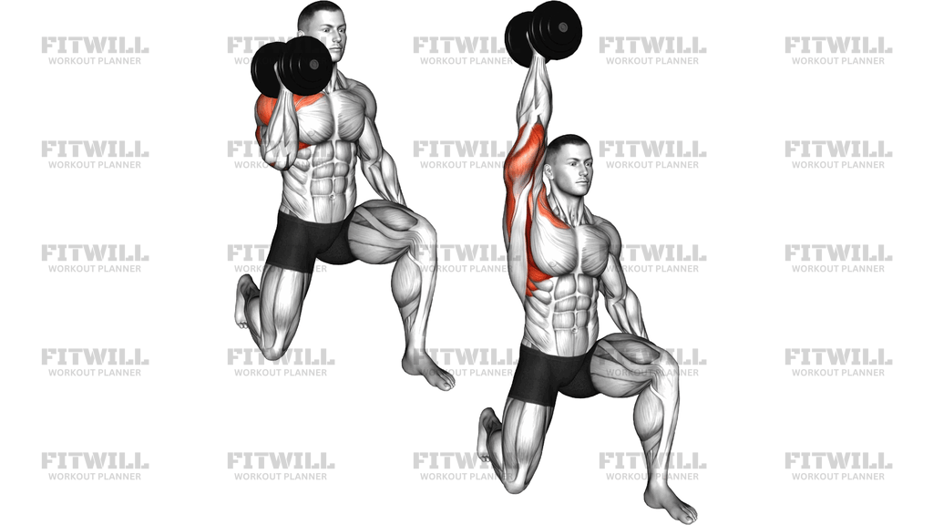 Dumbbell Half Kneeling Single Arm Shoulder Press