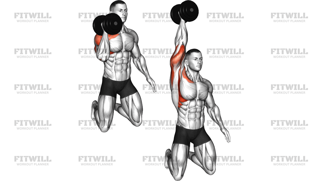 Dumbbell Kneeling Single Arm Shoulder Press