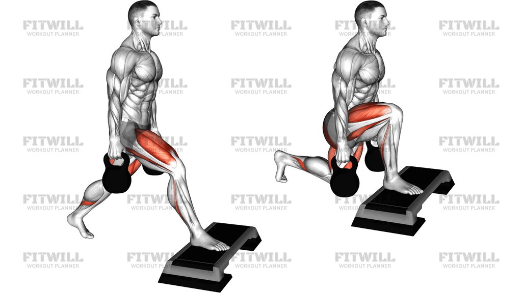 Kettlebell Split Squat Front Foot Elevanted
