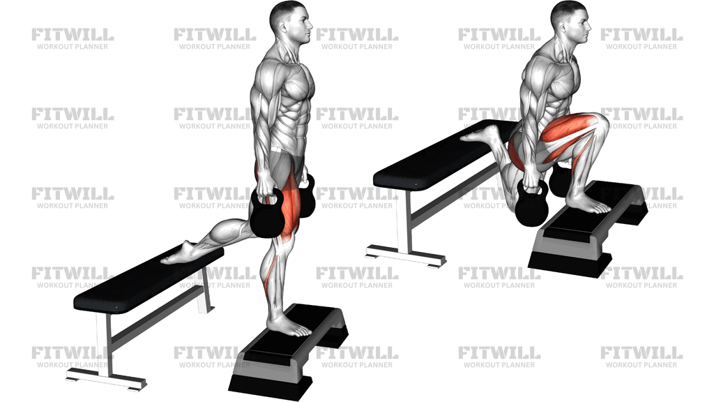 Kettlebell Bulgarian Split Squat From Deficit