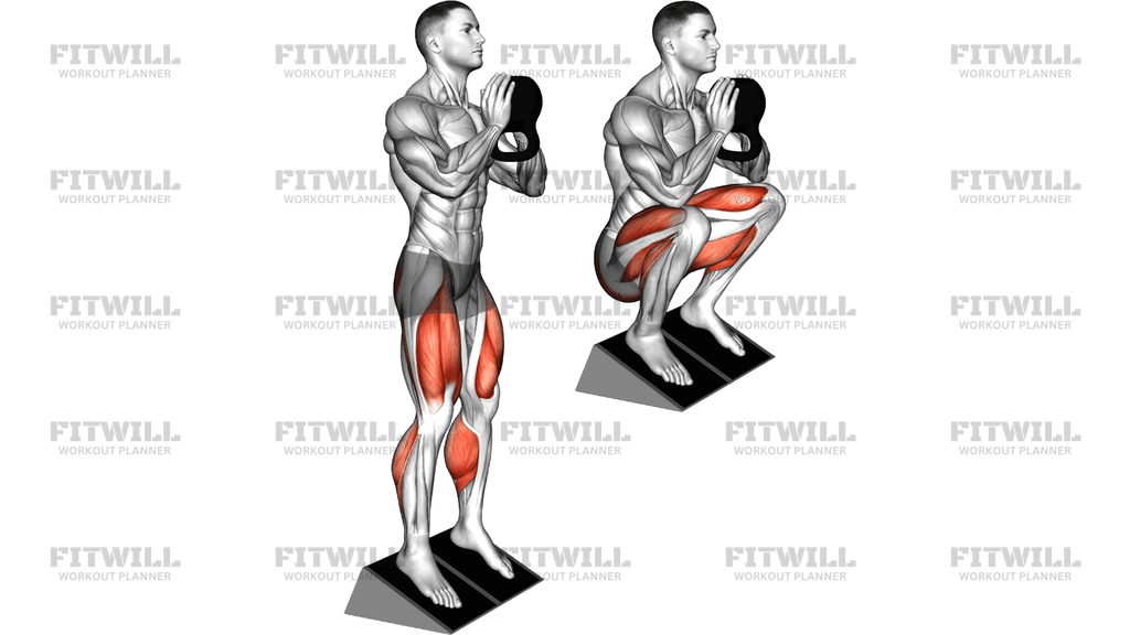 Kettlebell Elevated Heel Goblet Squat